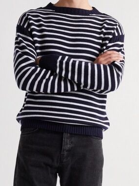 Alex Mill Blue and White Striped Crewneck Sweater